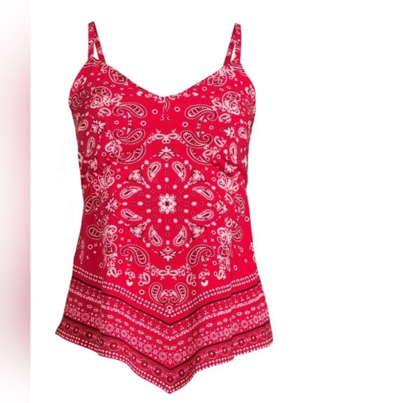 No Boundaries Red Paisley Camisole - Picture 1 of 6